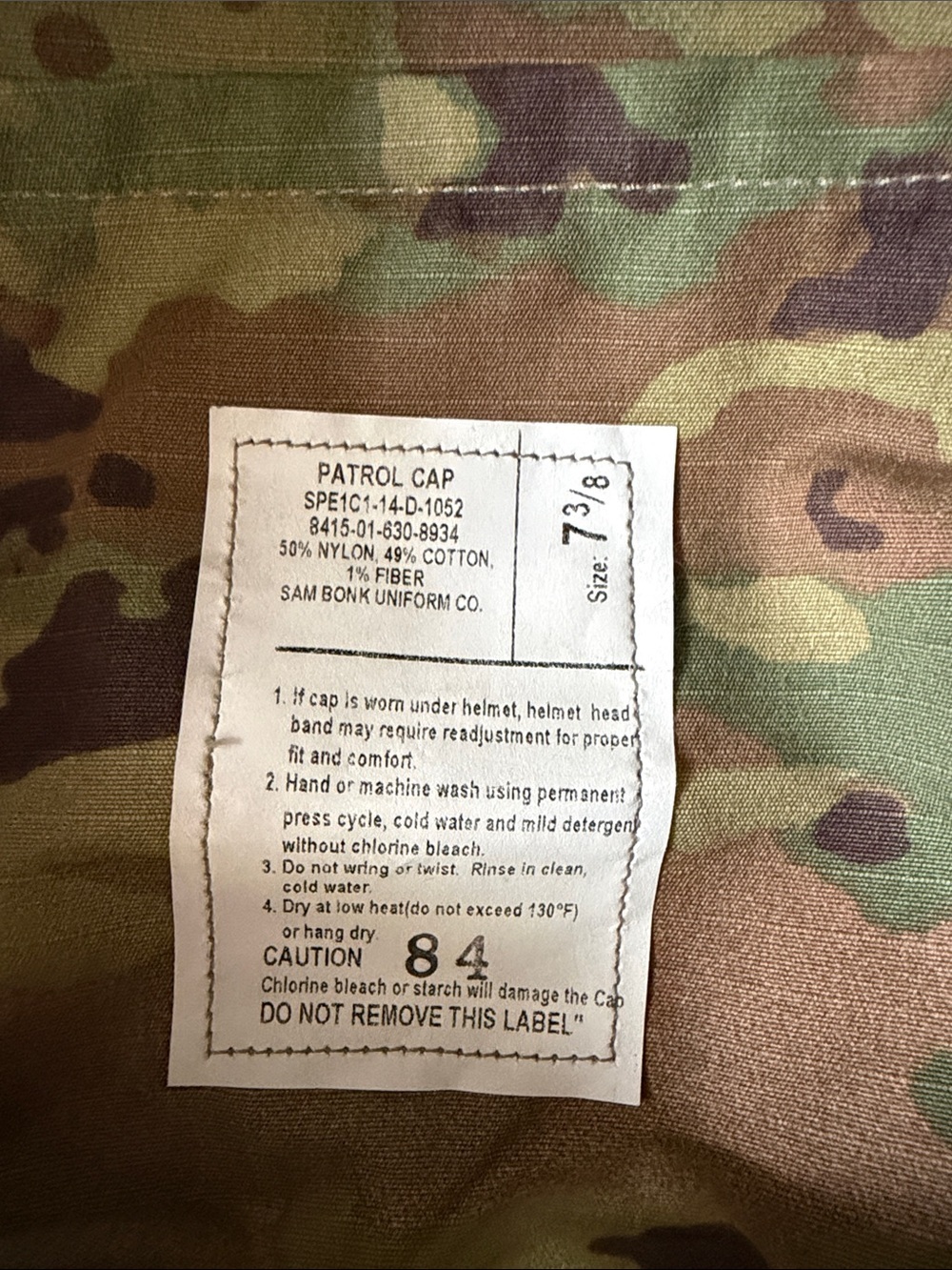 New US Army OCP MultiCam Patrol Cap Size 7 3/8 Military Hat - Picture 3 of 3